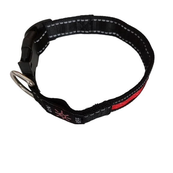 Glow & Go Night Safety Dog Collar - LED Lighted, Adjustable, Red, One Size - for Small, Medium, Large Dogs, Outdoor Walking, Nighttime Activities