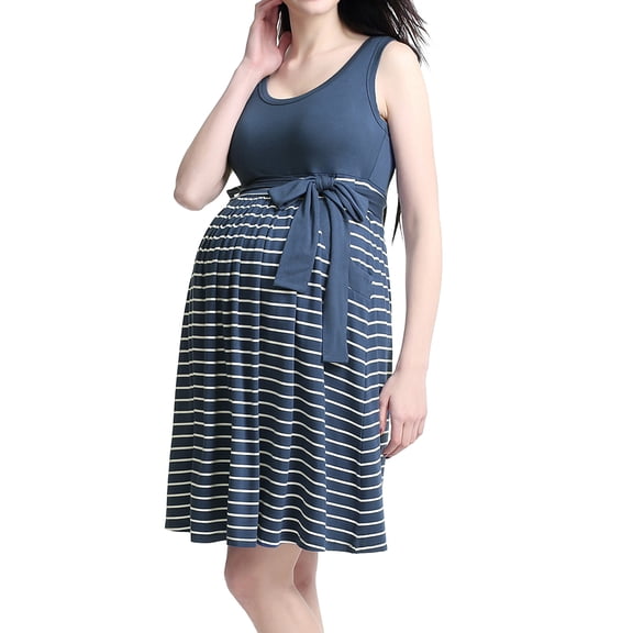 Glow & Grow Maternity Scoop Neck Striped Dress
