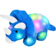 Glow Guards 16 Light up Triceratops Dinosaur Stuffed Animal,LED Soft Dinosaur Plush Toy with Magic Night Lights&Lullaby,Birthday Childrens Day for Toddler Kids