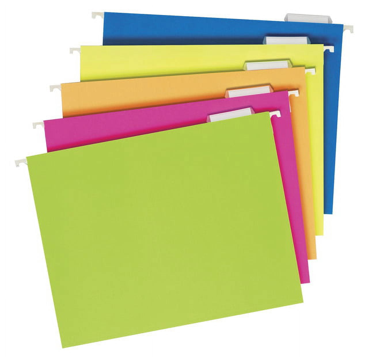 Glow Hanging File Folders, Letter Size, 1/5-Cut Tab, Assorted, 25/box | Bundle of 5 Boxes