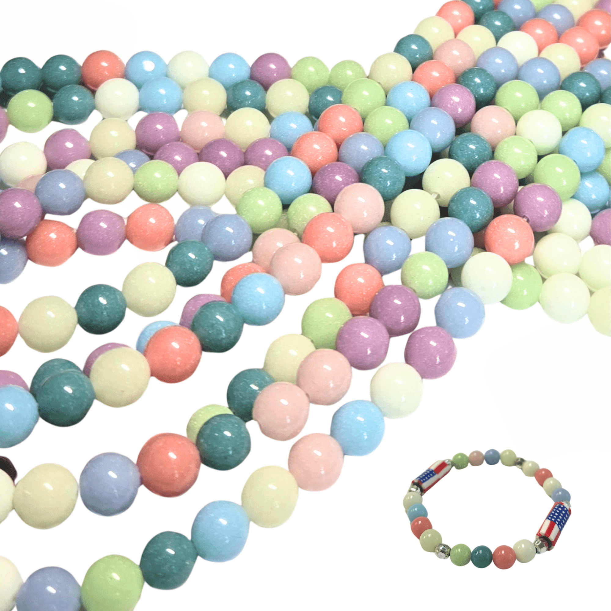 Glow In Dark Beads Glass Bulk for Bracelets, DIY Jewelry Supplies, Gift for Beaders, 8mm Round, 300 pcs