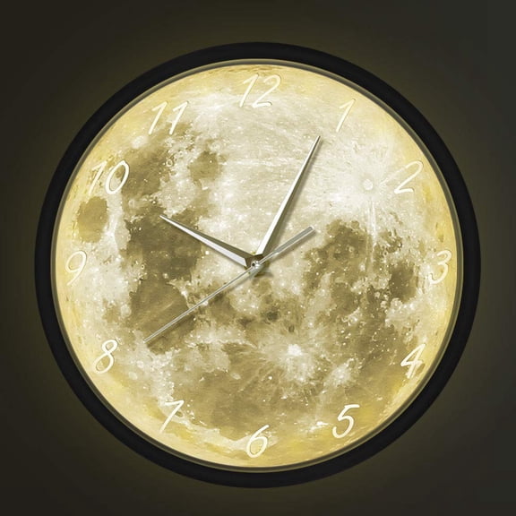 Glow In Dark Lunar Full Moon Sound Control Night Light Smart Wall Clock Celestial Home Decor