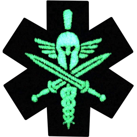 Glow In Dark Medic Spartan Morale Tactical Embroidered Applique Iron On Sew On Patch