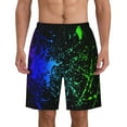 thumbnail image 1 of Glow In Dark Splatter Neon Men'S Beach Pants Quick Dry Short Swim Trunks With With Pockets And Mesh Lining Swimwear Beach Bathing Shorts Medium, 1 of 1