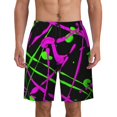 thumbnail image 1 of Glow In Dark Splatter Neon Men'S Beach Pants Quick Dry Short Swim Trunks With With Pockets And Mesh Lining Swimwear Beach Bathing Shorts X-Large, 1 of 1