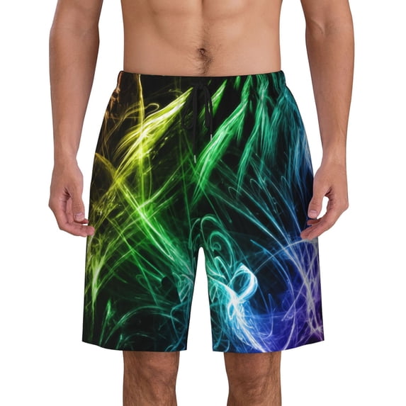 Glow In Dark Splatter Neon Men'S Beach Pants Quick Dry Short Swim Trunks With With Pockets And Mesh Lining Swimwear Beach Bathing Shorts X-Large