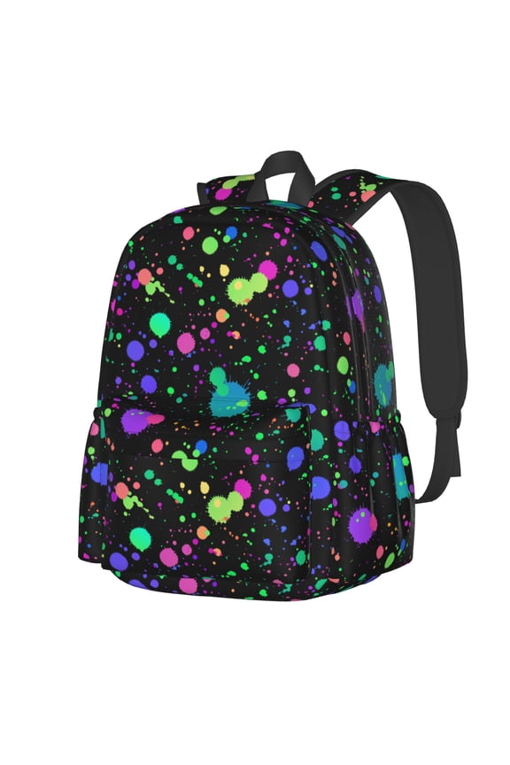 Glow In Dark Splatter Neon Multipurpose Backpack Lightweight School Work Large Capacity Laptop Packsack Picnic Camping Travel Backpacks