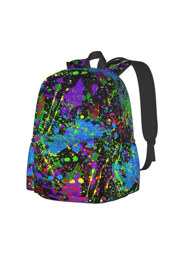 Glow In Dark Splatter Neon Multipurpose Backpack Lightweight School Work Large Capacity Laptop Packsack Picnic Camping Travel Backpacks