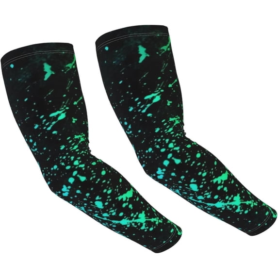 Glow In Dark Splatter Neon Sun Protection Arm Sleeves Thorn Proof Garden For Men Women,Sweatproof Sun, Black