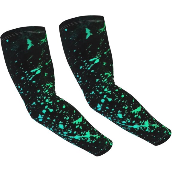 Glow In Dark Splatter Neon Sun Protection Arm Sleeves Thorn Proof Garden For Men Women,Sweatproof Sun, Black