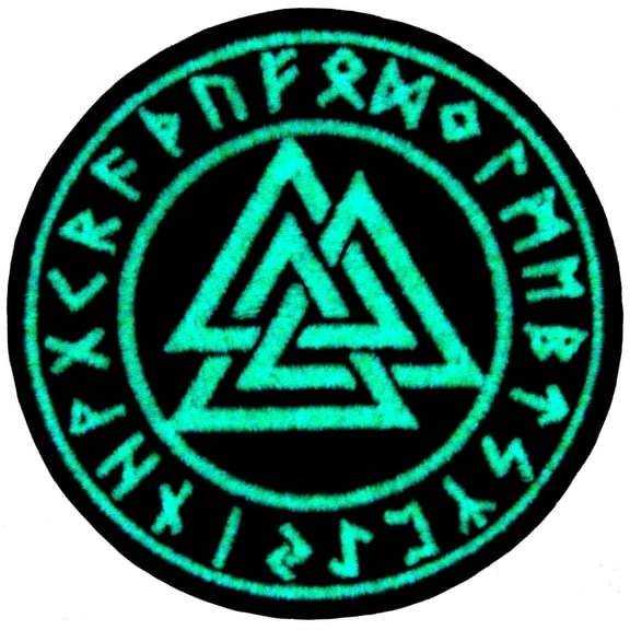 Glow In Dark Valknut Viking Vegvisir Norse Rune Patch Morale Badge Embroidered Applique Fastener Hook And Loop Emblem