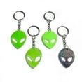 thumbnail image 1 of Glow In The Dark Alien Keychain, Black light Keychain, Key Ring, Car Accessories, Car Decor, Alien Accessories, Alien Head, Stoner, Rave, 1 of 4