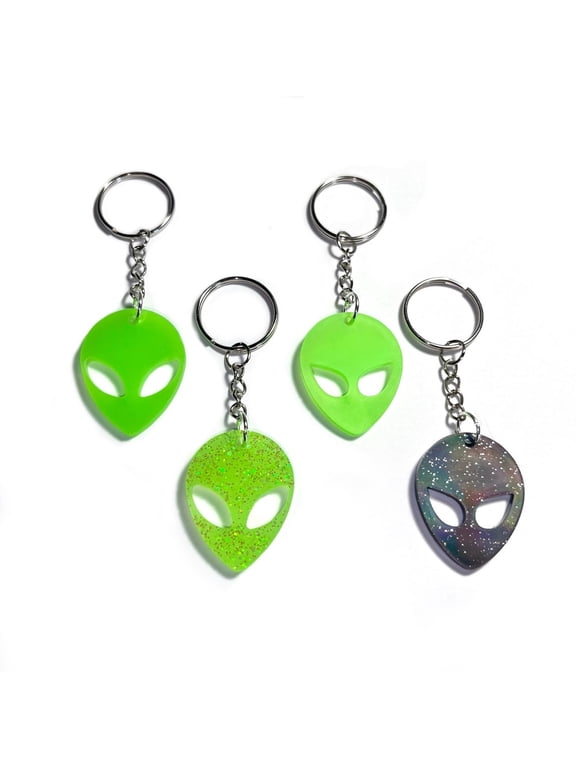 Glow In The Dark Alien Keychain, Black light Keychain, Key Ring, Car Accessories, Car Decor, Alien Accessories, Alien Head, Stoner, Rave