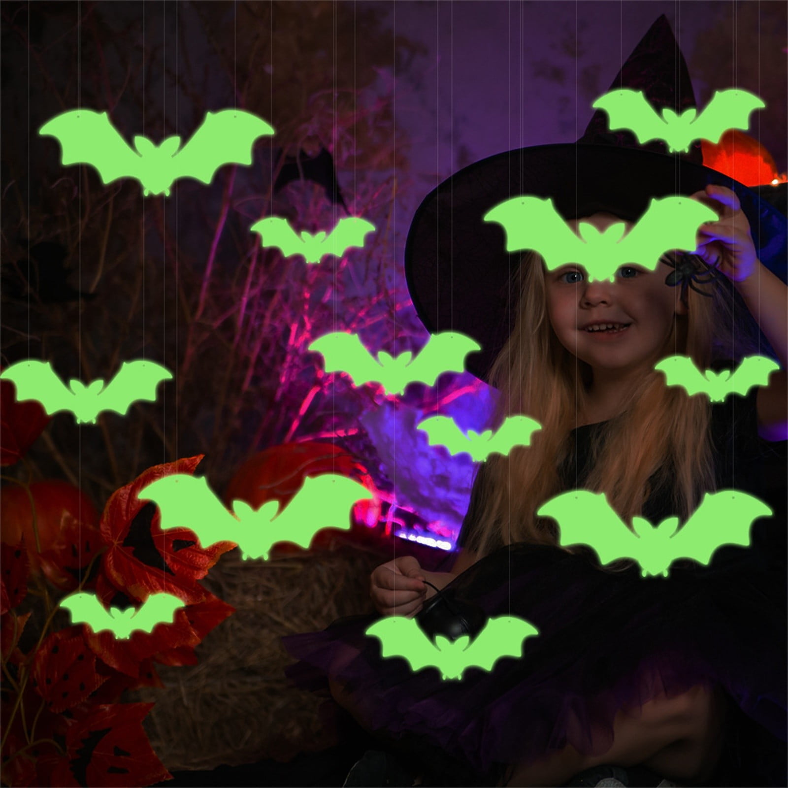 Glow In The Dark Bat Wall 12 Pieces Glow In The Dark Bat Flag Decal for