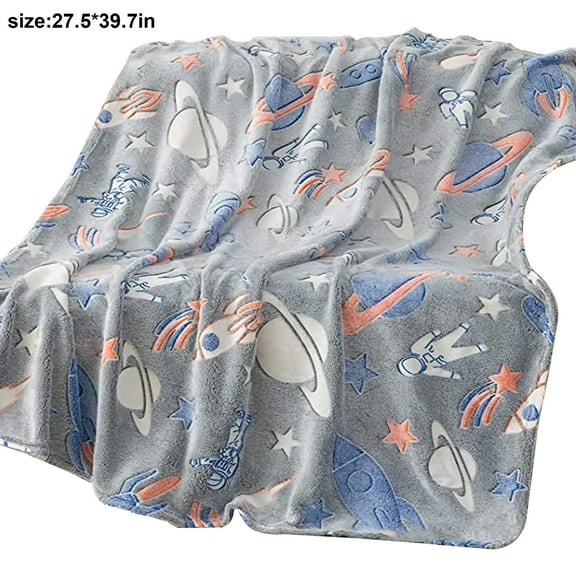 Glow In The Dark Blanket Dinosaur Space Throw Blanket Kids Soft Cozy Fluffy Luminous Plush Throw Blankets