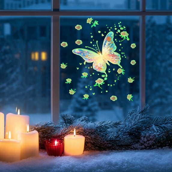 Glow-In-The-Dark Butterfly Wall Decals - Colorful Luminous Stickers for Room, Removable Night Light Decor for Bedroom Doors and Windows