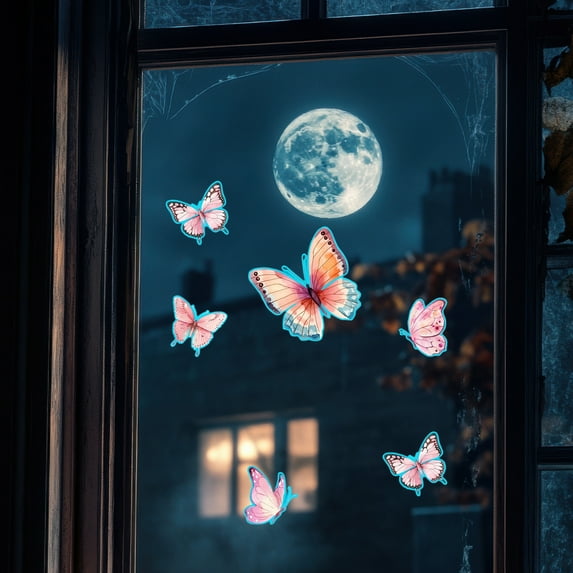 Glow-In-The-Dark Butterfly Wall Decals - Colorful Luminous Stickers for Room, Removable Night Light Decor for Bedroom Doors and Windows