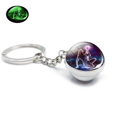 Wolf Luminous Glass Keychain – Glow In The Dark Wolf Key Ring (Modern Design)