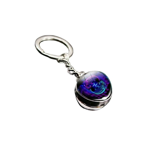 Glow In The Dark Creative Galaxys Keychain Time Gem 12 Constellation Twelve Signs Double Sided Luminous Glass Ball Key