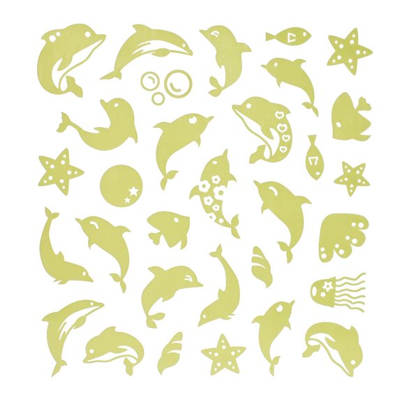 Glow In The Dark Dolphin Stickers, 31-Piece