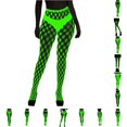 thumbnail image 1 of Glow In The Dark Fishnet Stockings with Striped Luminous Pattern Sheer Hollow Out Tights for Women Night Party Wear Line Stockings, 1 of 6