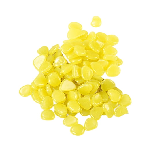 Glow In The Dark Garden Stones Outdoor Landscape Decor Luminous Pebbles For Fish Tank Aquarium 200 Pcs Yellow