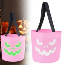 Glow-In-The-Dark Halloween Candy Bag Pink,Glowing Halloween Basket Pumpkin Bucket Multi Purpose Trick Or Candy Bag Halloween Decoration. As A Halloween Communication Center And Event Decoration Work.