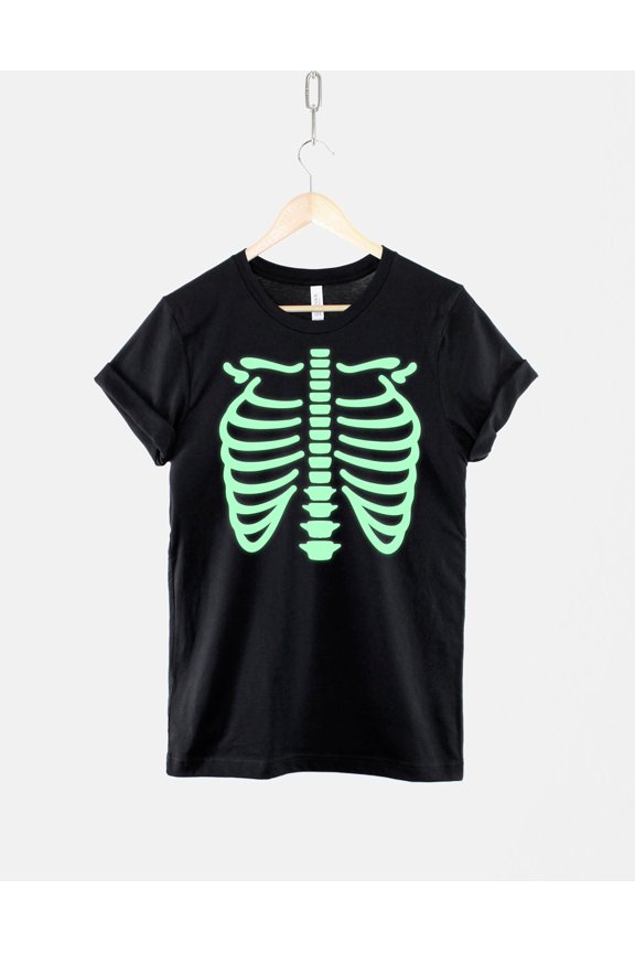 Glow In The Dark Halloween Skeleton Rib Cage Shirt