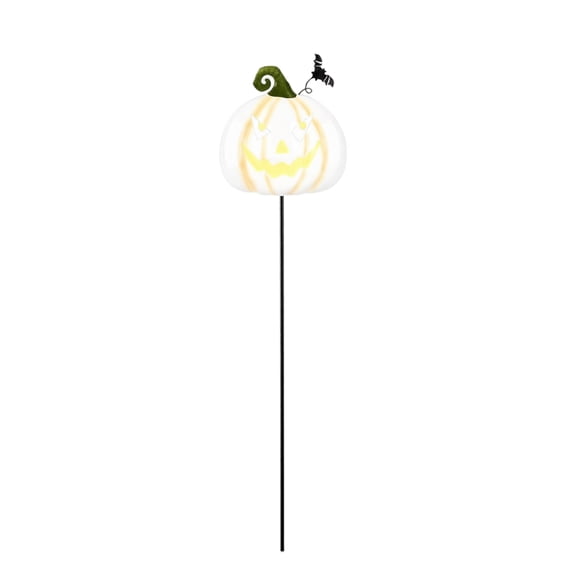 Glow In The Dark Halloween Stake Pumpkin Metal Yard Sign Luminous Fluorescent Outdoor Garden Pathway Holiday Stake Lawn Decor, White