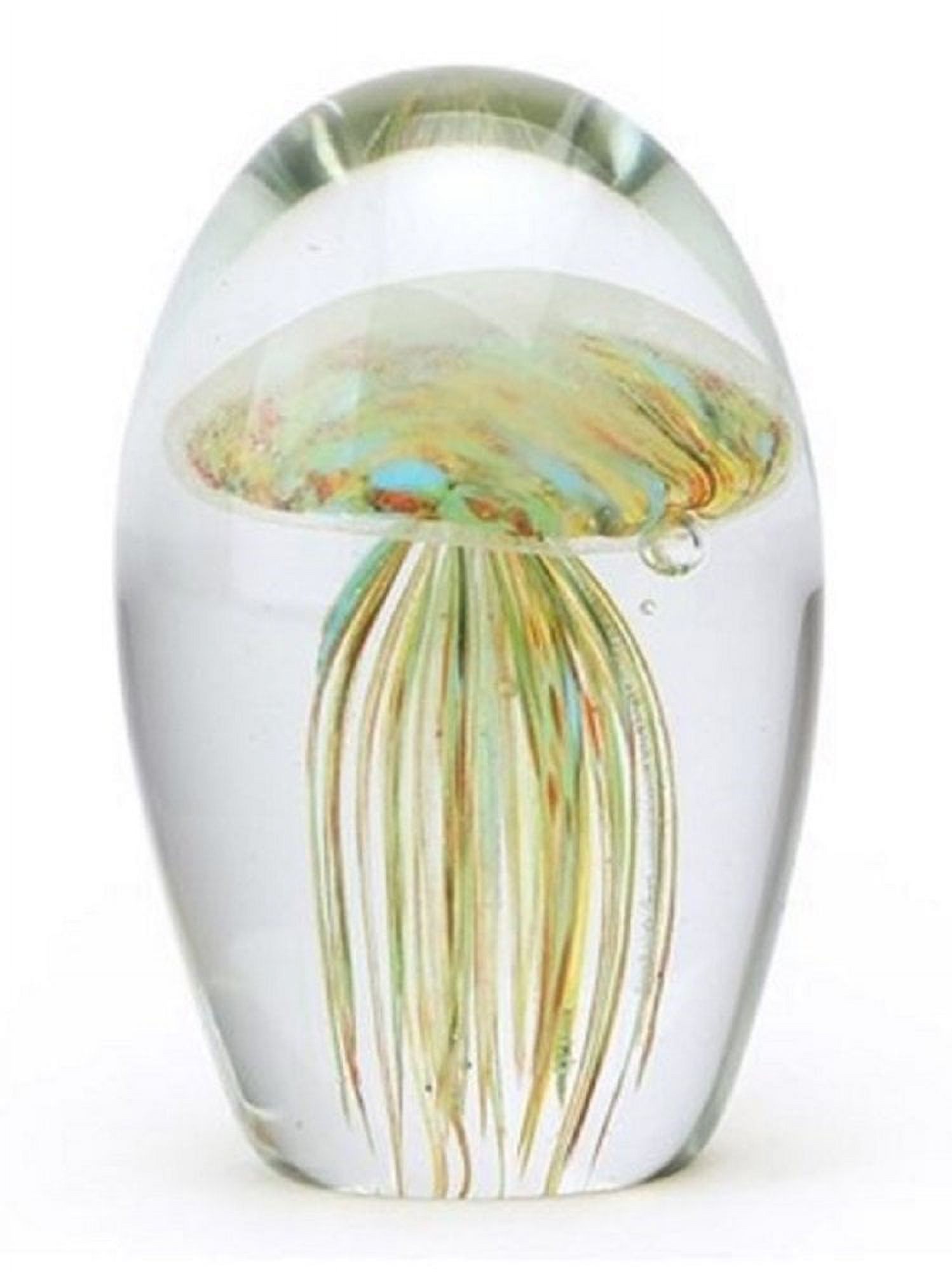 Glow In The Dark Hand Blown Glass Jellyfish Paperweight