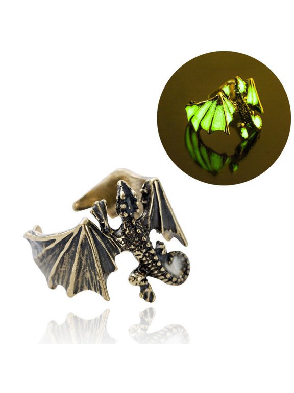 Glow In The Dark Lizard Ring Vintage Copper Adjustable Electroplated European Halloween Costume Ring Fashion Ring