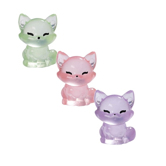 Glow In The Dark Mini Resin Animals Little Figurines For Dollhouse Fairy Garden And Aquarium Decoration, 2x2x2.6 cm, Pink & Purple & Green 1Pack