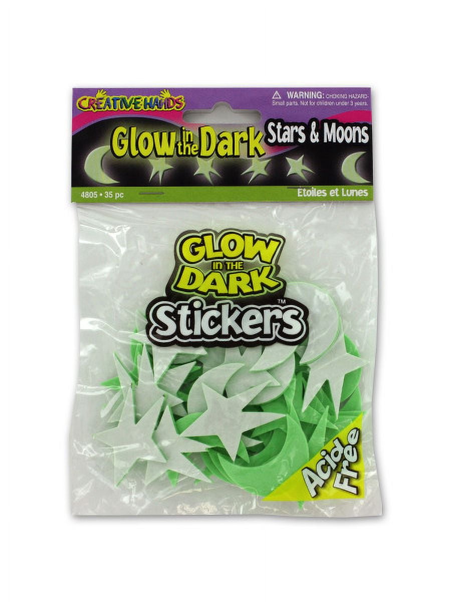 Glow In The Dark Moon And Stars Stickers, 18 Count