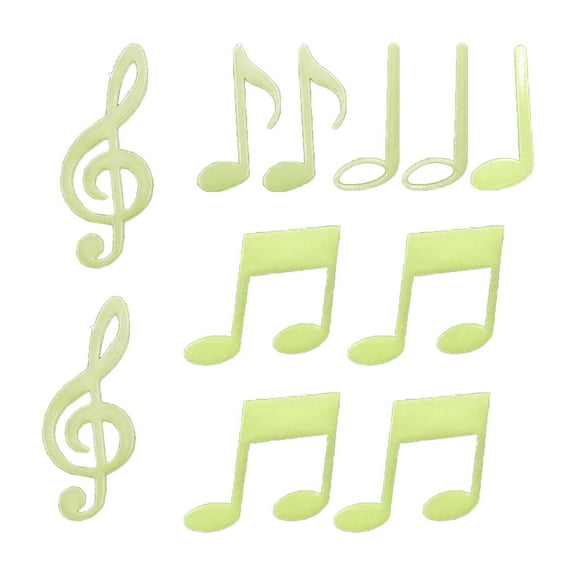 Glow-In-The-Dark Music Wall Sticker Set, Luminous Staff & Note Decals for teen Bedroom, Classroom, Studio, Quick-Charge Fluorescent Patch, Fun Night-Time Learning Decor, Gift for , 15X Wall Stickers