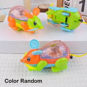 Glow In The Dark Pull Back Toy Wind Up Running Mouse With Flashing Lights Kids Educational Gift