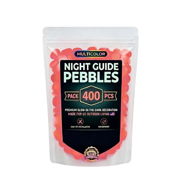 Glow In The Dark Resin Pebbles, Waterproof Luminous Garden Decor Stones, Light Up Rocks for Aquarium, Walkway, Flower Bed Landscaping Orange