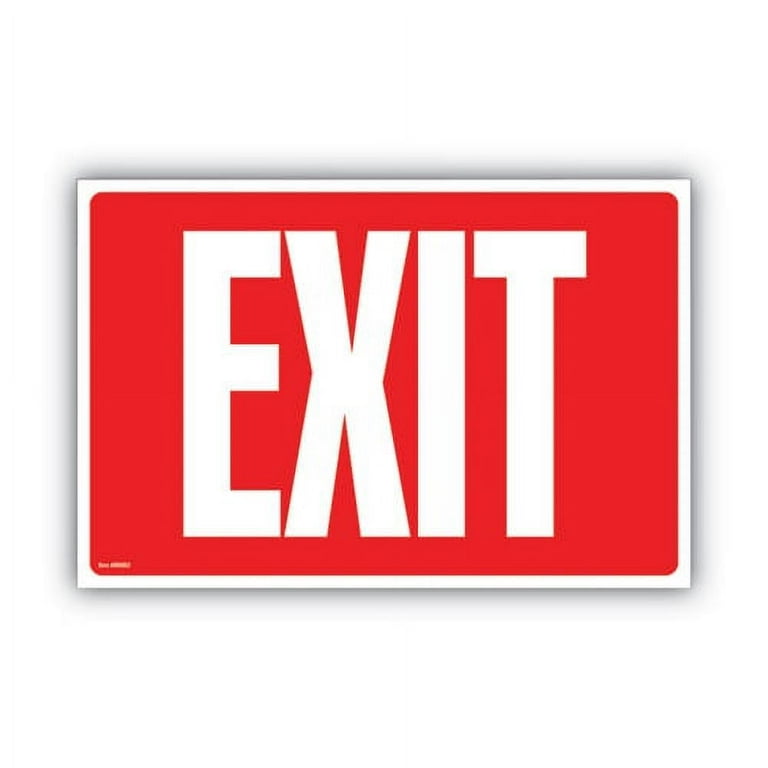Glow-in-the-Dark Safety Sign, Exit, 12 x 8, Red Glow-in-the-Dark Safety Sign, Exit, 12 x 8, Red