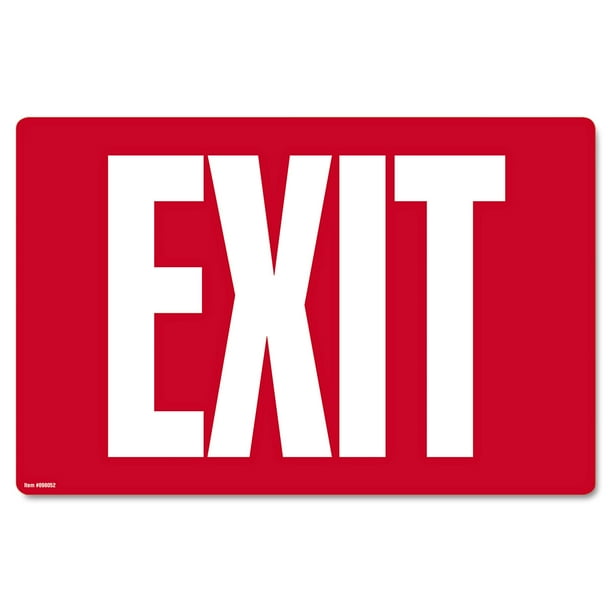 Glow-in-the-Dark Safety Sign, Exit, 12 x 8, Red Glow-in-the-Dark Safety Sign, Exit, 12 x 8, Red