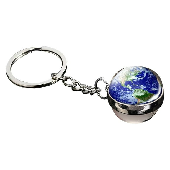 Glow In The Dark Solar System Planet Keychain Luminous Galaxy Keyring (A)