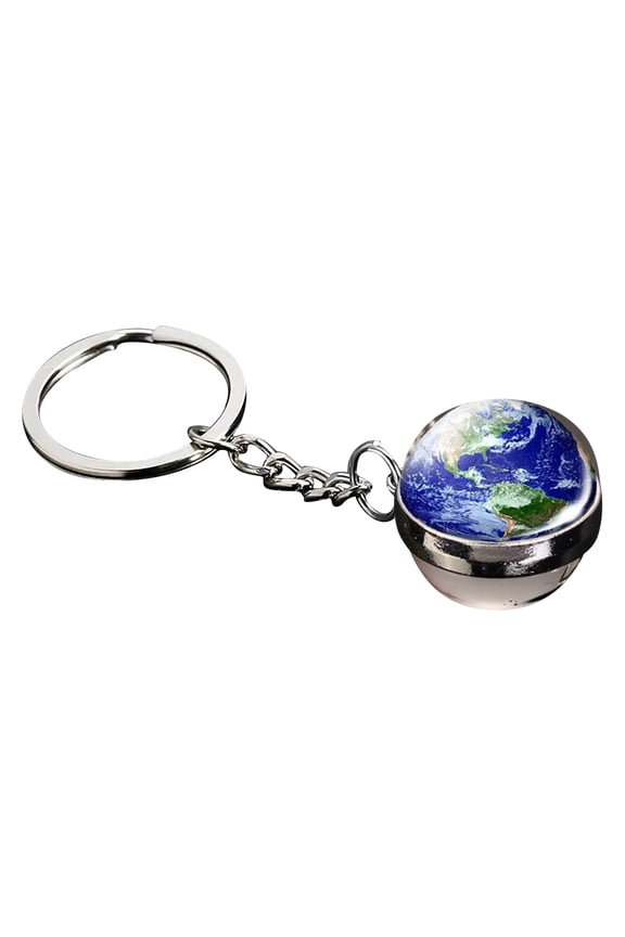 Glow In The Dark Solar System Planet Keychain Luminous Galaxy Keyring (A)