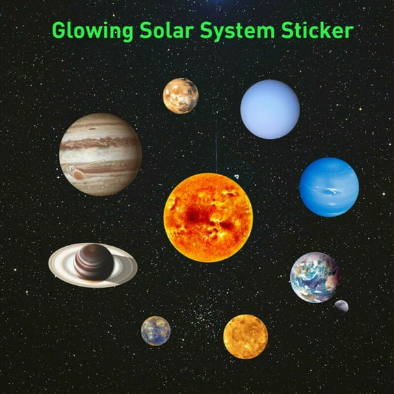Glow In The Dark Solar System Wall Sticker 10 Planet Decal Kids Room Decor Mural Moth-Proofing, Moistureproof, Mouldproof Smile Home