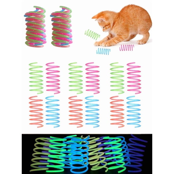 Glow-In-The-Dark Spiral Spring Cat Toy Set Multicolor 2/4/8 Pack
