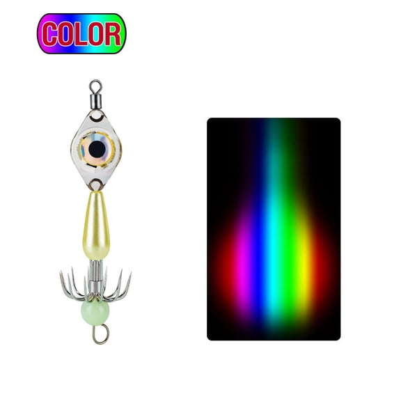 Glow In The Dark Squid Fishing Hooks 8Cm 5G Barbless for OCTOPUS Lures With LED Lights And Umbrella Design For Night Sea Fishing(Yellow)