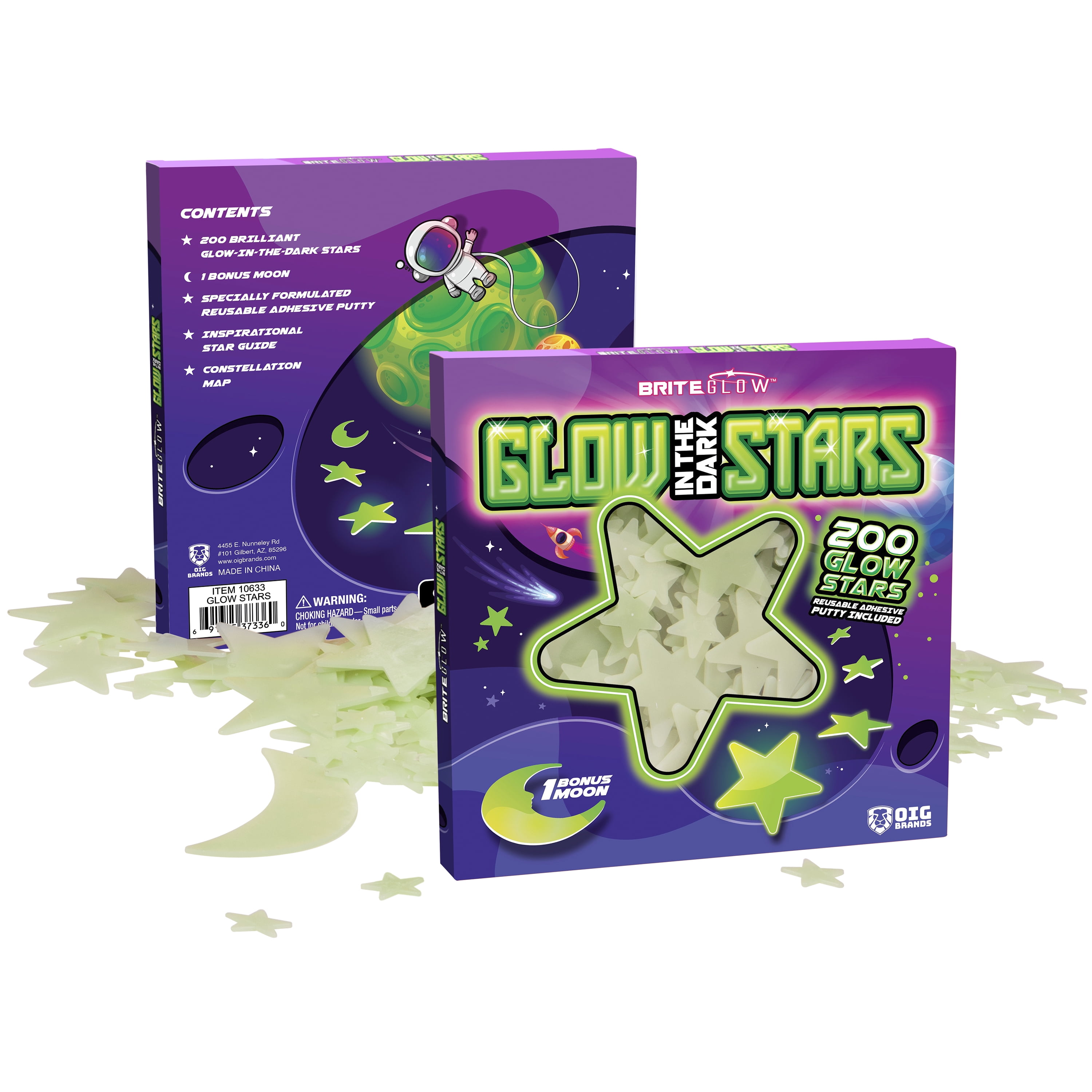 Glow In The Dark Stars & Planets Set: Includes Constellation Map