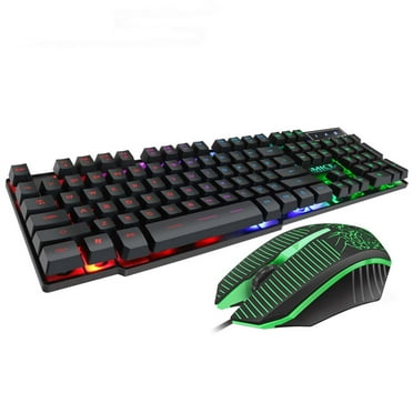 Glow Keyboard Ergonomic 104-key RGB backlit keyboard and mouse kit, suitable for PC and laptop gaming Slim Wireless Keyboard with Numeric Keypad