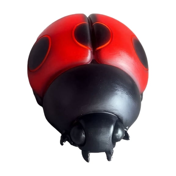 Glow Ladybug Night Light, Resin Led Nightlight Lamp for Nightstand Bookshelf and Entryway, Battery Operated Soft Glow Bug Figurine 01-Red