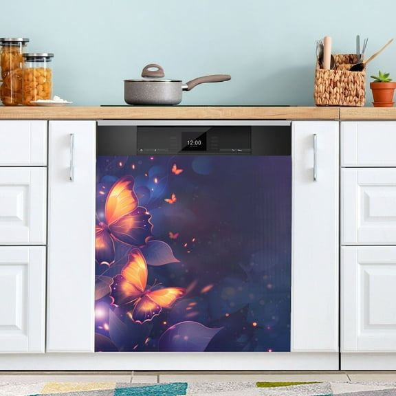 Glow Light Butterflies Dishwasher Magnet Cover Magnetic Fridge Door Cover Home Kitchen Decor 23"x 26"
