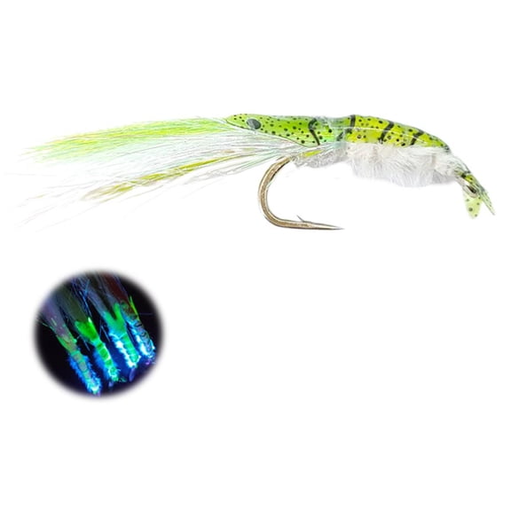 Glow Lure Fly Hook Freshwater Fishing Soft Ice Silk Mandarin Shrimp Bass