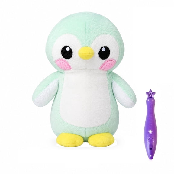 Glow Mates Stuffed Animal With Pen Cute Stuffed Animal in Yellow and White Plush with Purple Wand, Stuffed Animals for Girls for Kids As Soft Comforting Pal for School
