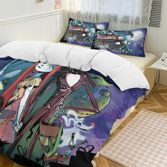 Glow Moon The Nightmare Before Christmas Comforter Set Soft 3 Pcs Twin Bedding Sets Thicken for All Season, 1 Comforter 86"x70", 2 Pillow Shams 20"x30"